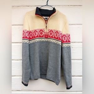 Dale of Norway Ladies Large 3/4 Zip Pullover Fair Isle Wool
